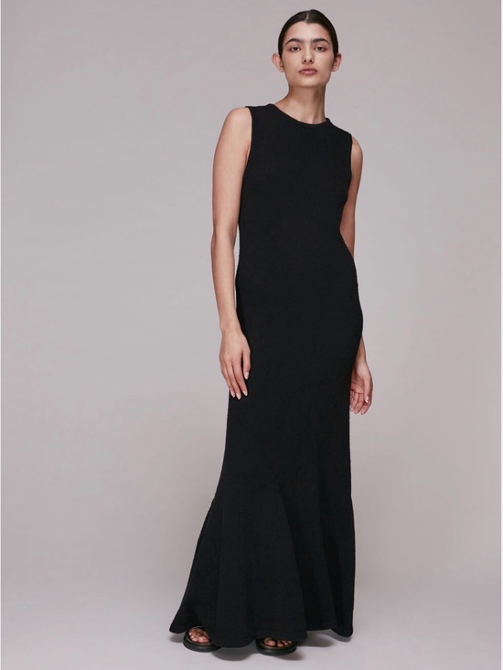 Whistles Dresses & Skirts - Whistles knit flare Black cotton Sleeveless Fitted Maxi Dress